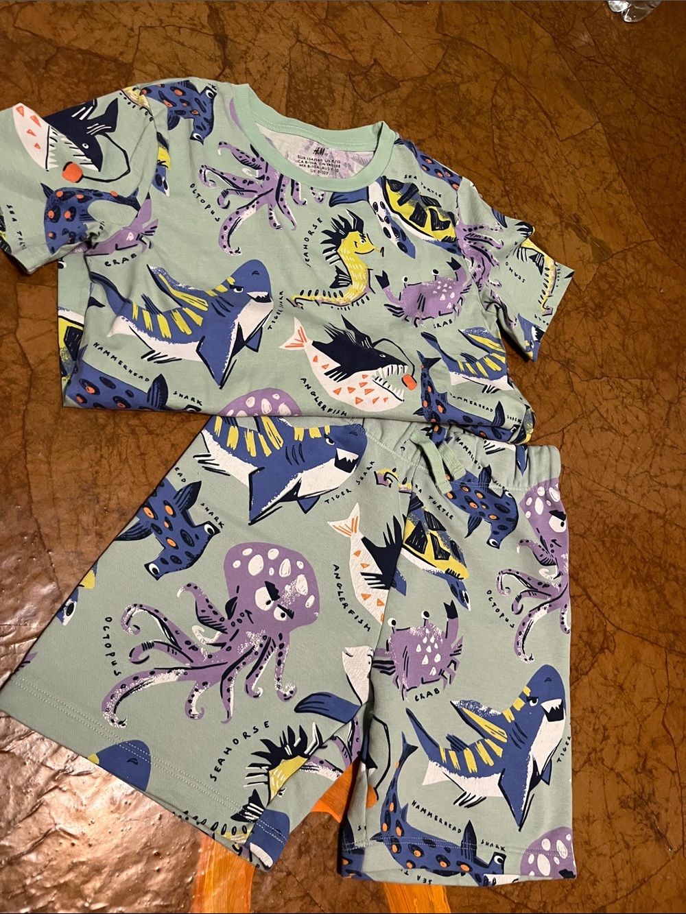 NEW H&M Mint Sea Creature Set Sz 8-10Y